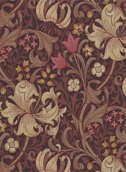Morris & Co Carta da parati Golden Lily - Fig/ Burnt Orange