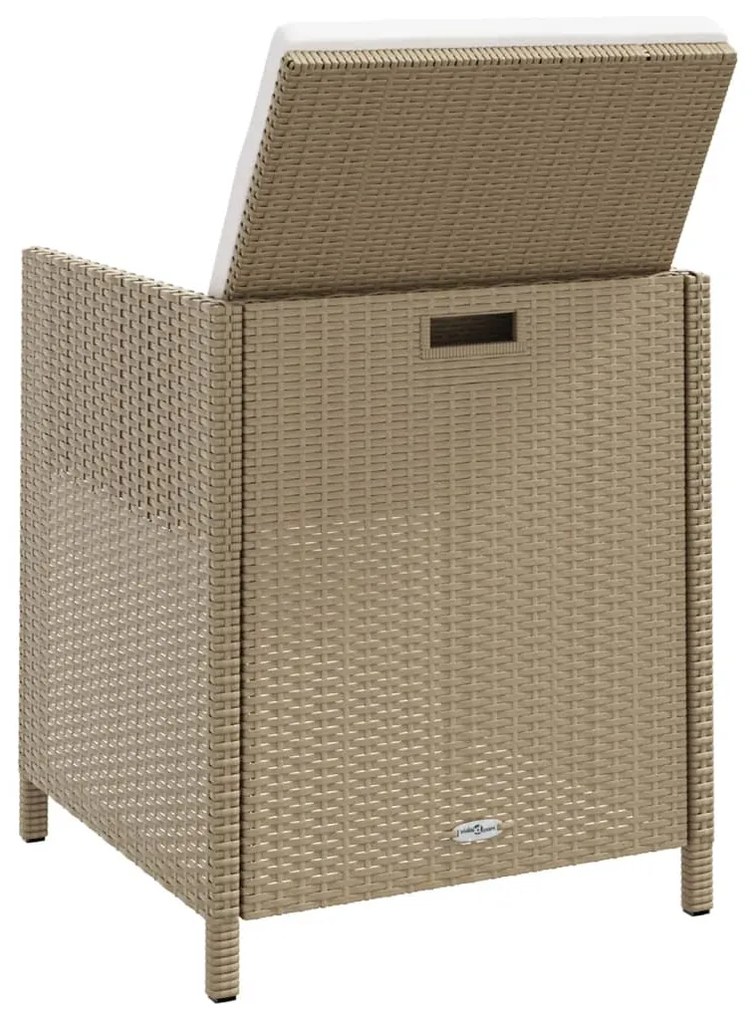 Sedie da Giardino con Cuscini 4 pz in Polyrattan Beige