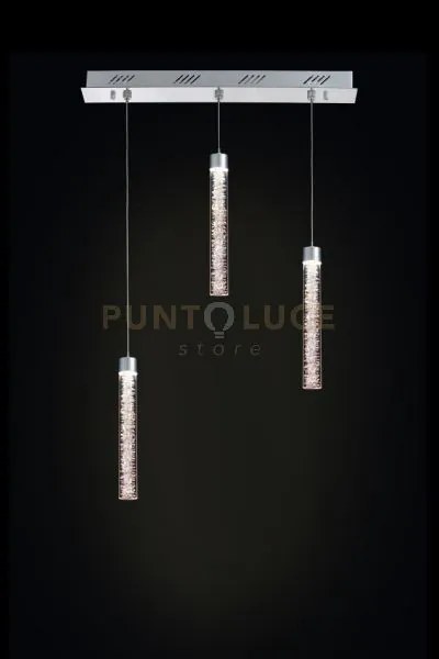 Crackle lampadario a sospensione 3 luci, led 14.4 w, 4000k, lm 1224...