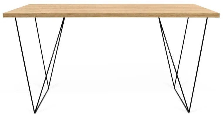 Scrivania in legno di quercia con gambe nere , 140 x 75 cm Flow - TemaHome