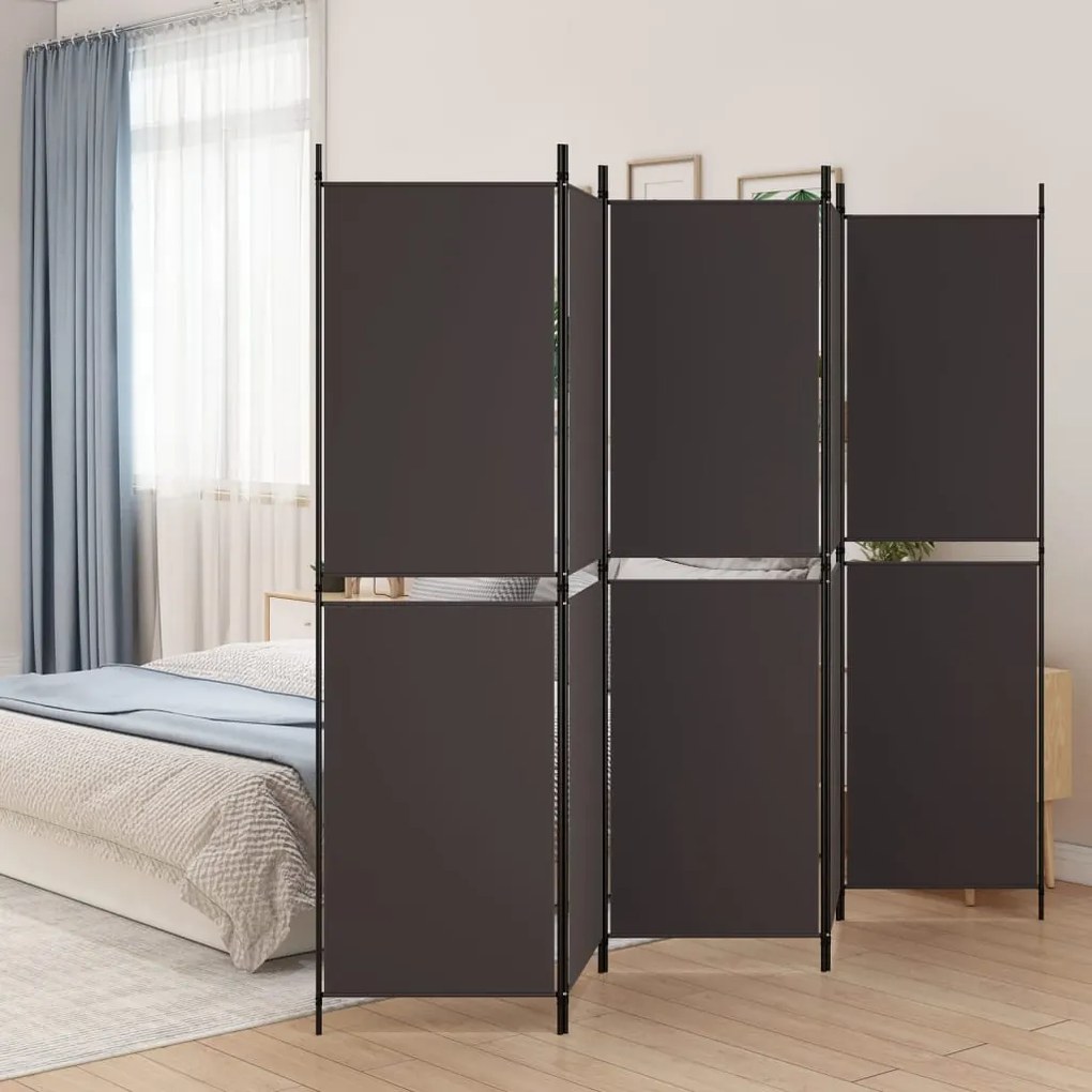 Divisorio A 5 Pannelli Marrone 250x180 Cm İn Tessuto /