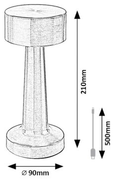 Rabalux 74208-LED Lampada da tavolo ricaricabile SENAN LED/2,7W/5V 1200mAh cromo