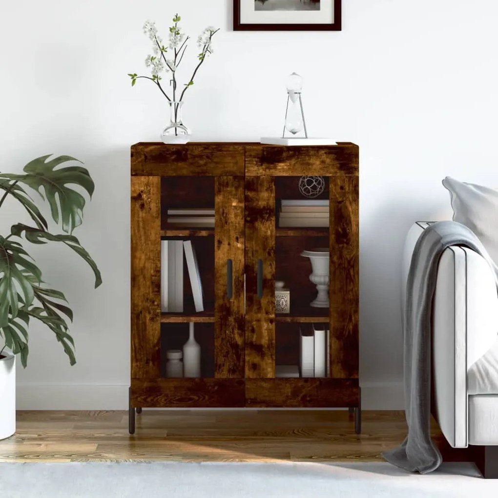 Credenza Rovere Fumo 69,5x34x90 Cm İn Legno Multistrato /