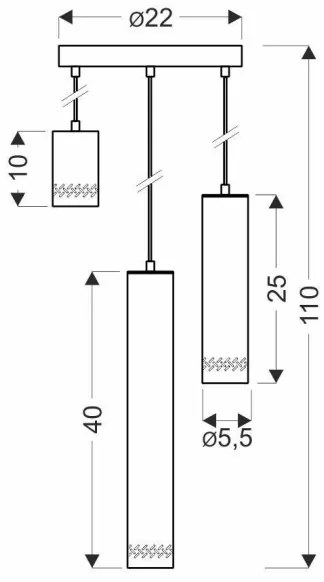 Lampadario su filo TUBO 3xGU10/25W/230V