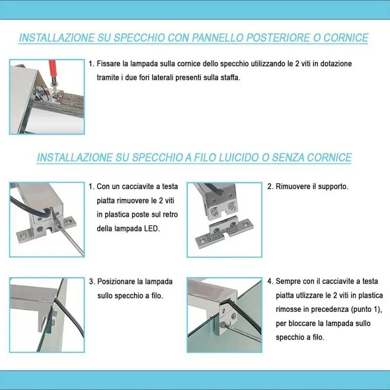 Applique LED per specchio 50 cm luce naturale e doppia installazione