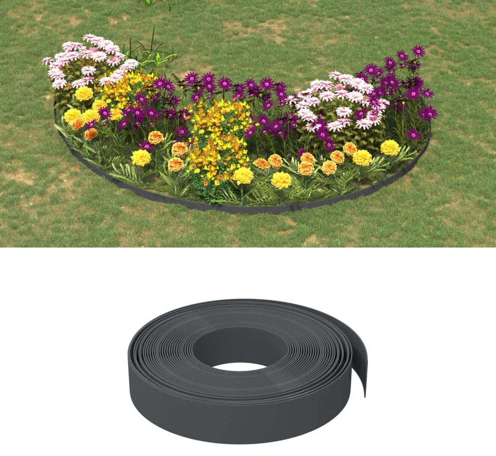 Bordature Da Giardino 5 Pz Grigie 10 M 10 Cm İn Polietilene /