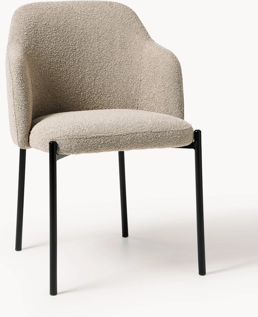 Sedia imbottita in bouclé con braccioli Felicia