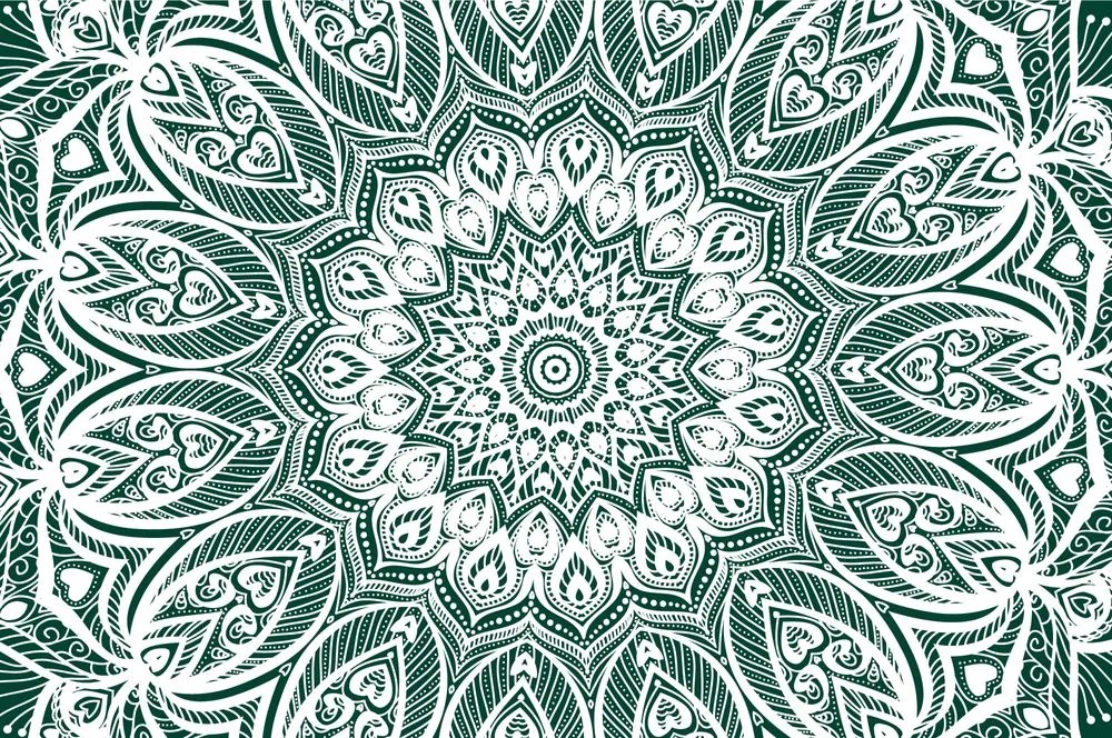 Carta da parati – Mandala dell'armonia su sfondo verde