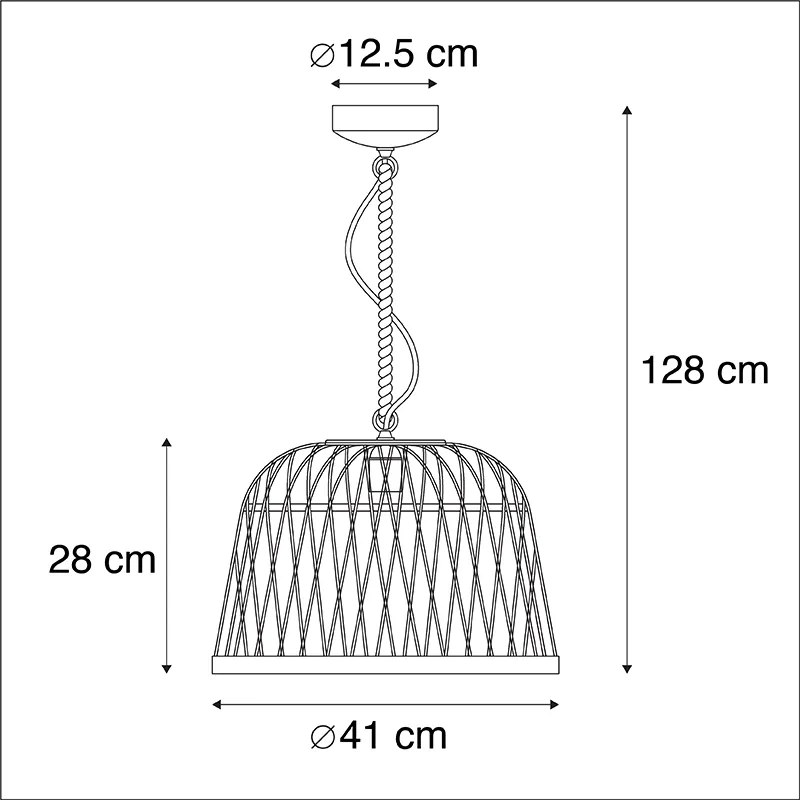 Lampada a sospensione rustica intelligente in rattan con lampadina WiFi G125 - Calamus