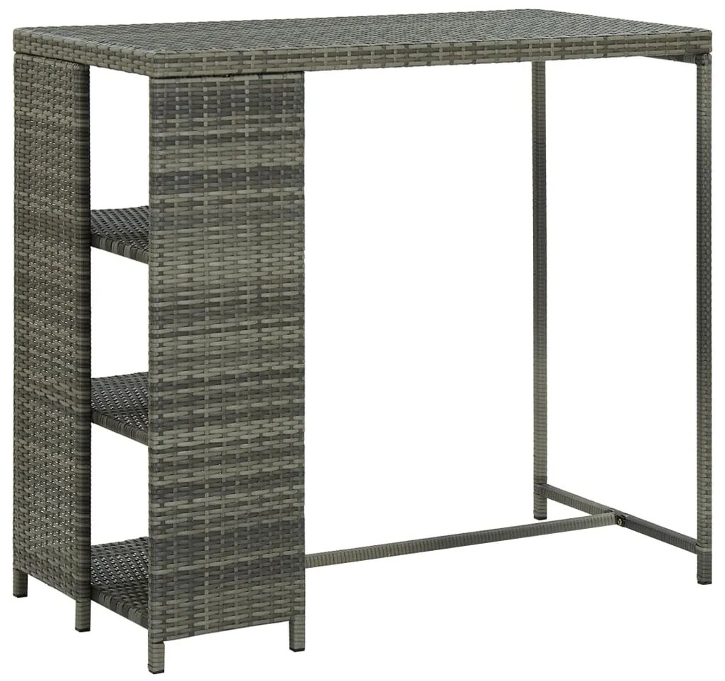 Tavolo Da Bar Con Ripiani Grigio 120x60x110 Cm İn Polyrattan /