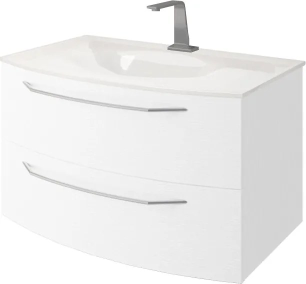 Mobile bagno sospeso con lavabo L 100 x H 55 x P 51 cm frassino bianco per vasca centrale Lyla