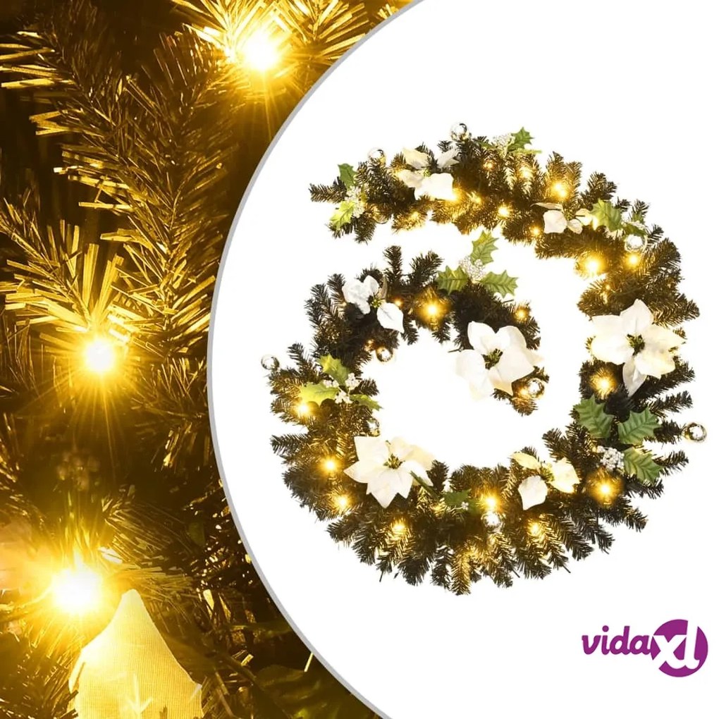vidaXL Ghirlanda Natalizia con Luci a LED 2,7 m in PVC Nera