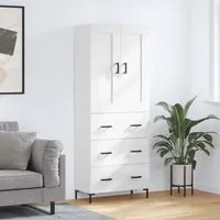 Credenza Bianco Lucido 69,5x34x180 cm in Legno Multistrato 3199747