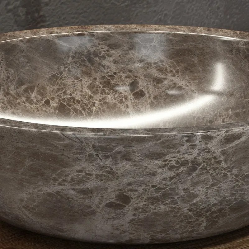 Lavabo bagno da appoggio in marmo grigio 40cm | Litos-EG40 - KAMALU