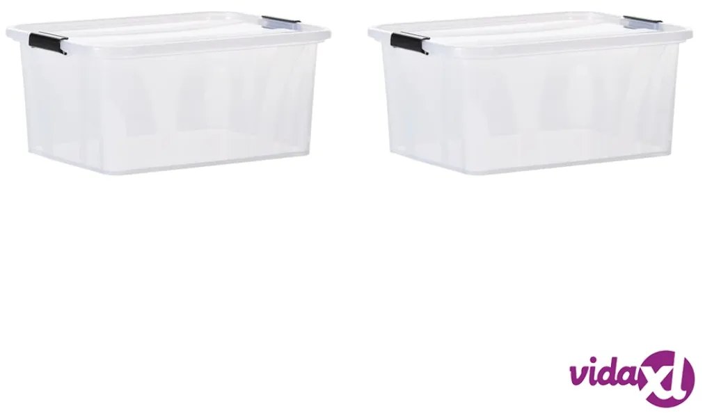vidaXL Scatole Portaoggetti con Coperchio 2 pz Trasparenti 32 L