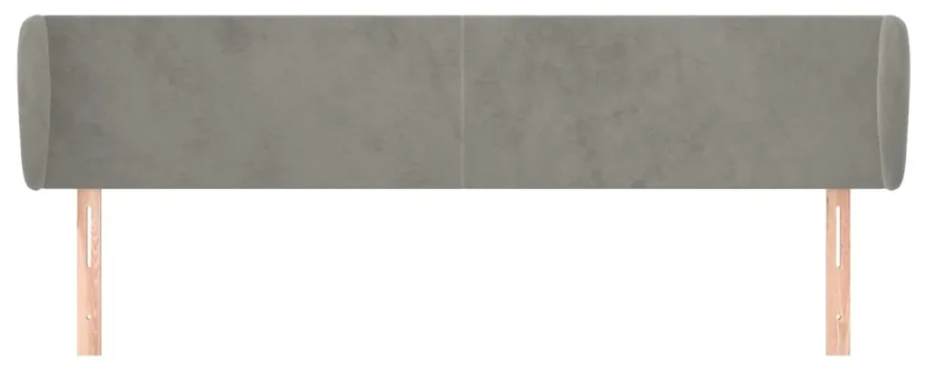 Testiera ad orecchio grigio chiaro 203x23x78/88 cm in velluto