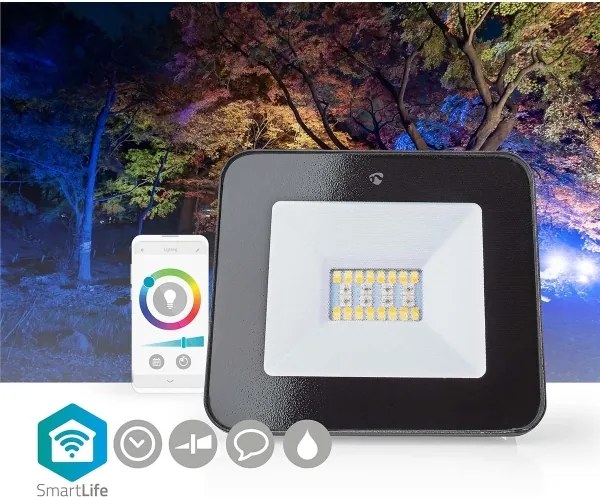 Nedis WIFILOFC20FBK-LED Proiettore LED RGBW SmartLife/20W/230V Wi-Fi IP65