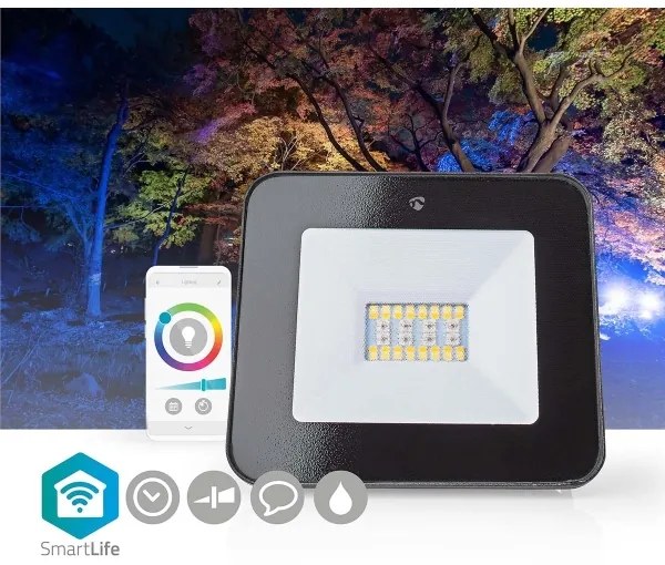 Nedis WIFILOFC20FBK-LED RGBW Riflettore SmartLife LED/20W/230V Wi-Fi IP65
