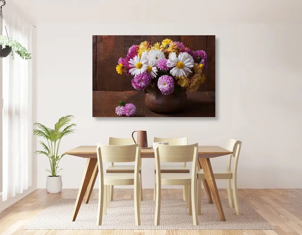 Quadro su tela – Natura morta con crisantemi autunnali