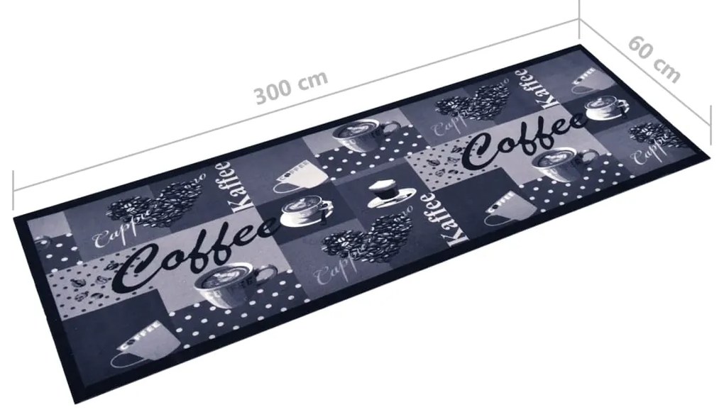 Tappetino da Cucina Lavabile Caffè Blu 60x300 cm