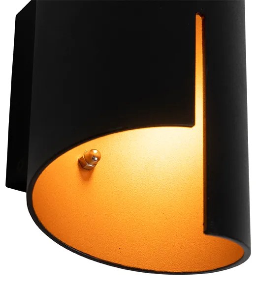 Applique da parete moderna nera con interno dorato - Faldo