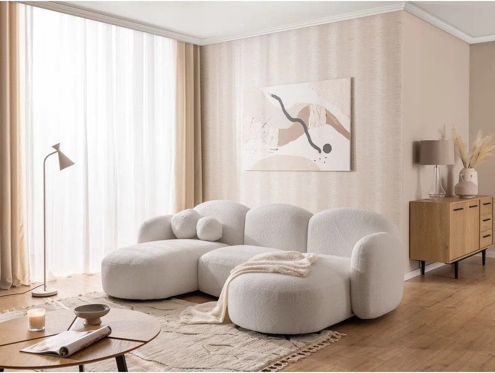 Divano angolare color crema (a U) con rivestimento in bouclé Orbit – Ropez