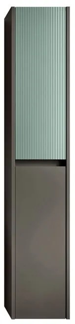 Colonna per mobile bagno Niwa 2 ante P 27 x L 30 x H 160 cm laccato opaco grigio carbone con vetro verde timo cannettato