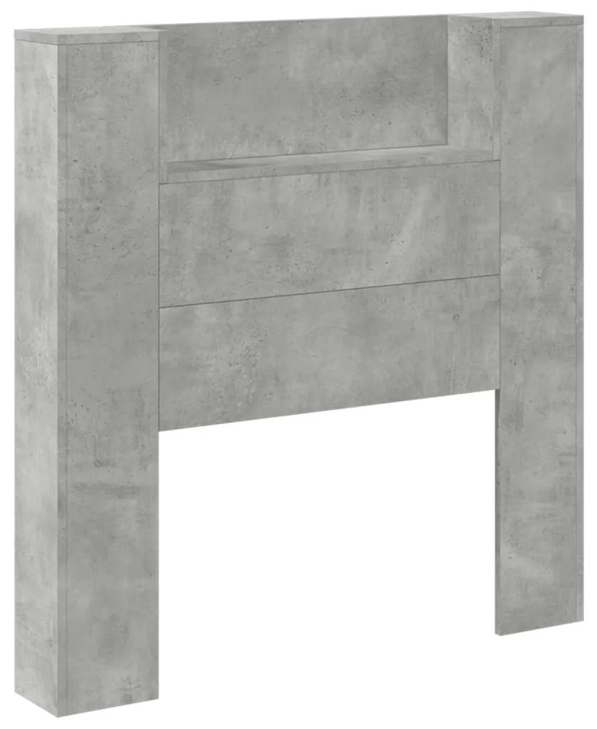 Testiera con contenitore a led grigio cemento 100x16,5x103,5 cm