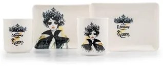 Set da tavola 4 pezzi nero/bianco/porcellana