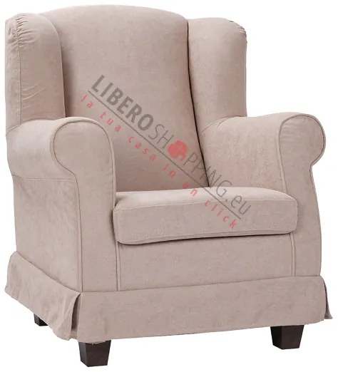 Poltrona imbottita BERGERE in tessuto sfoderabile Beige
