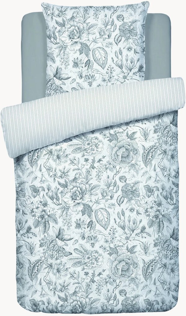 Set lenzuola in raso di cotone Fleurs Esquissées, varie misure