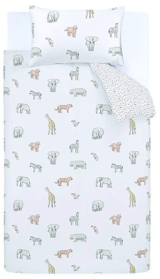 Biancheria da letto in cotone per bambini 200x135 cm Zoo Animals - Bianca