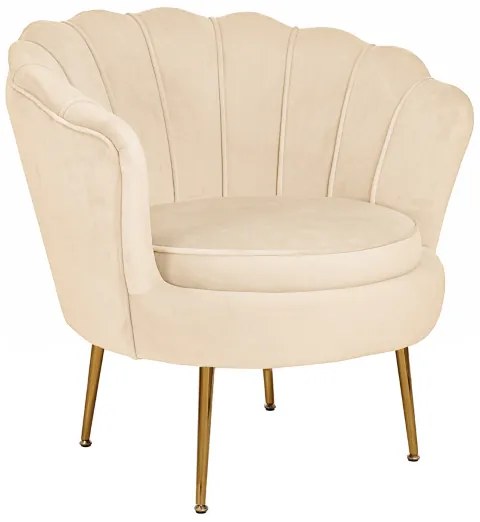 Poltrona velluto con schienale a conchiglia - FIORE finitura Beige