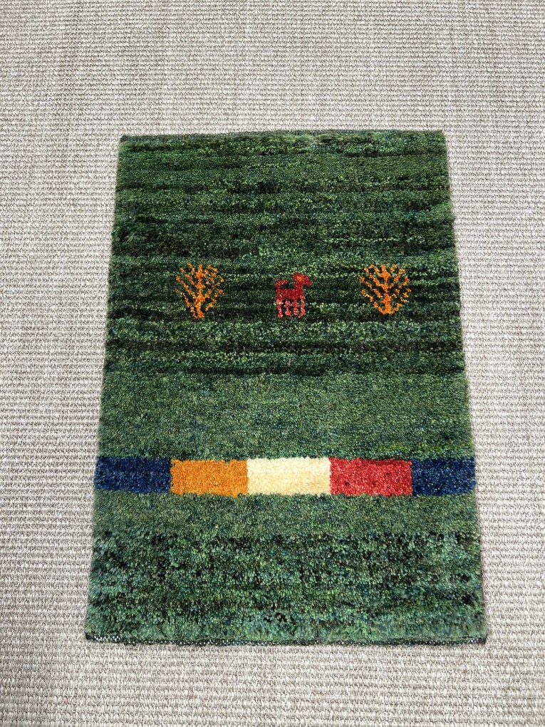 Gabbeh Tappeto 40 x 60 Verde (Iran) Annodato A Mano