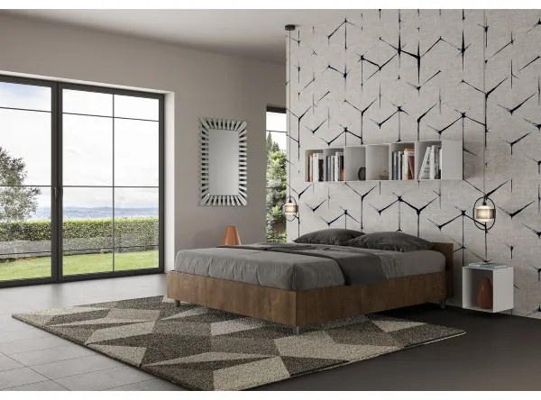 Letto matrimoniale contenitore 160x190 noce Nuamo