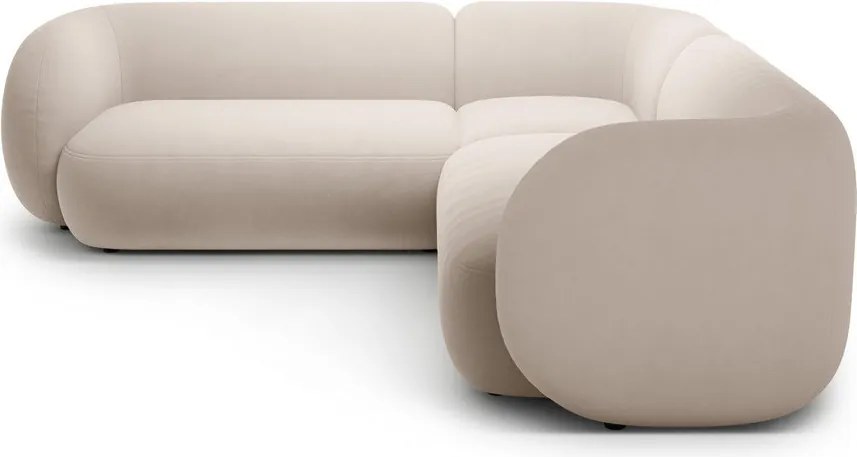 Divano angolare beige con rivestimento in velluto Kate – Micadoni