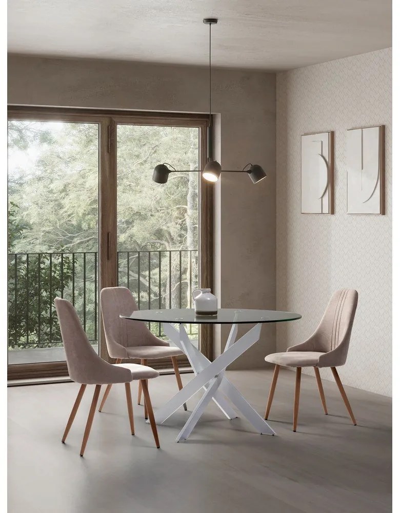 Tavolo da pranzo rotondo con piano in vetro 120x120 cm Ruth - Marckeric