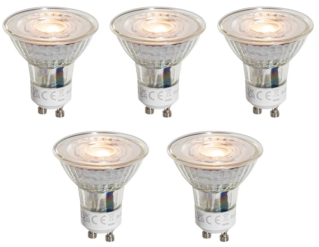 Set di 5 Lampadine LED GU10 trasparenti 50mm 3W 250 lm 2200K
