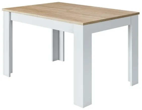 Tavolo allungabile da pranzo rettangolare in legno 140-190x90 cm Kendra Rovere/Bianco