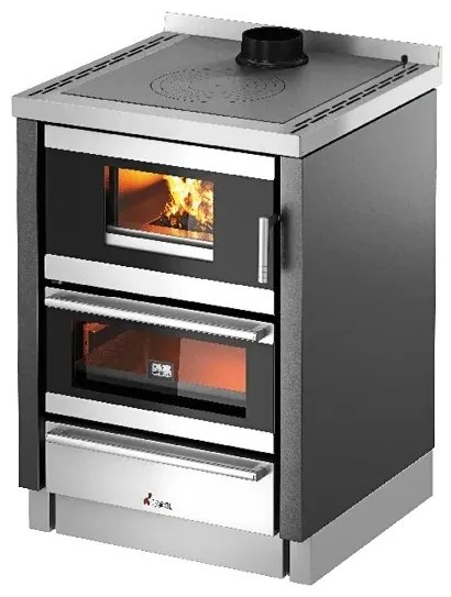 Cucina A Legna Da Incasso Con Forno Ventilato 6,2 kW Kook 60 Cadel Antracite