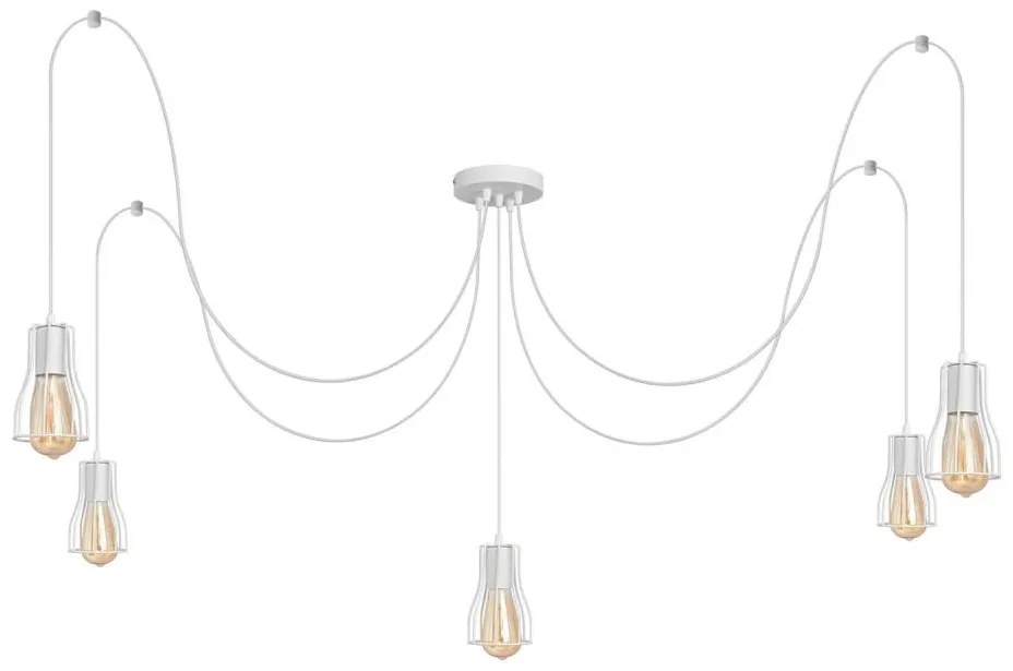 Lampadario a sospensione con filo TUBE LONG 5xE27/10W/230V bianco