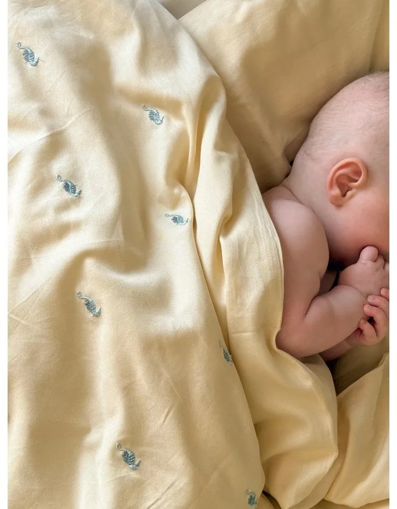 Set copripiumino e federa da bambini giallo chiaro in cotone organico per culla 70x100 cm Sea Garden – Cam Cam Copenhagen