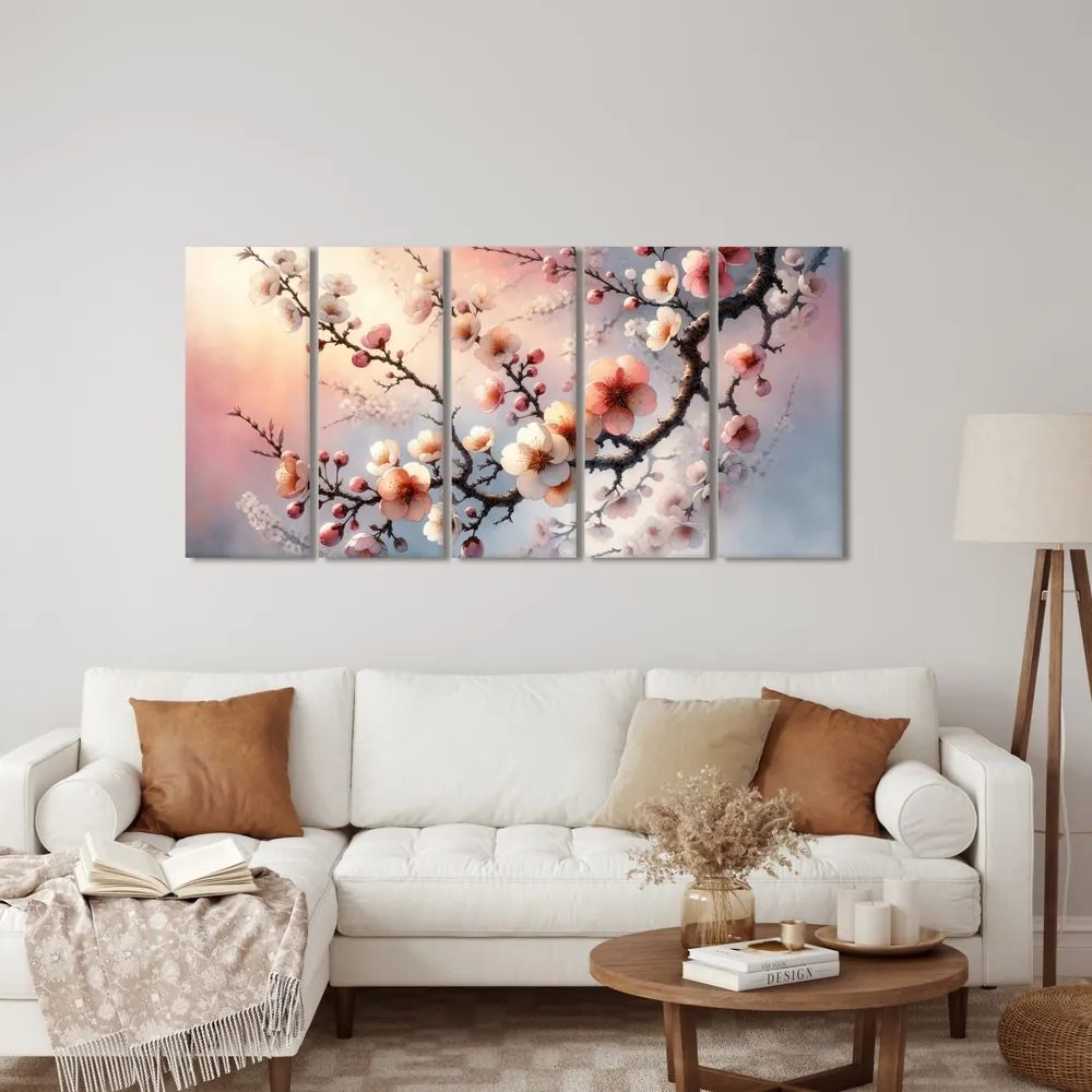 Quadri 5 pezzi – Ramo in fiore