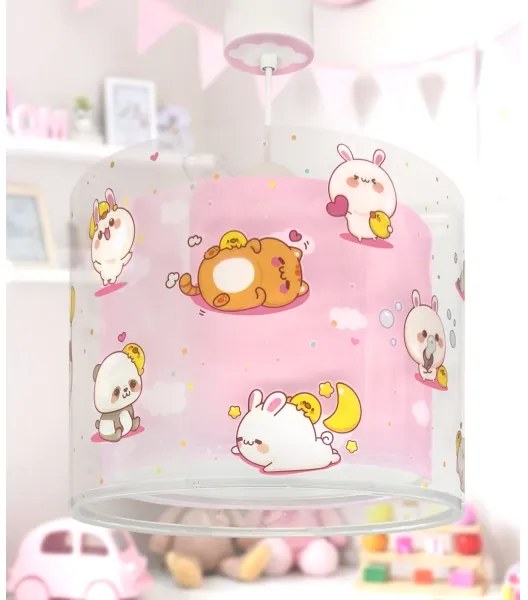 Dalber 41762S - Lampadario per cameretta KAWAII FRIENDS 1xE27/15W/230V rosa