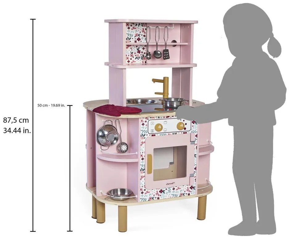 Cucina in legno per bambini double-face con lavatrice - Twist