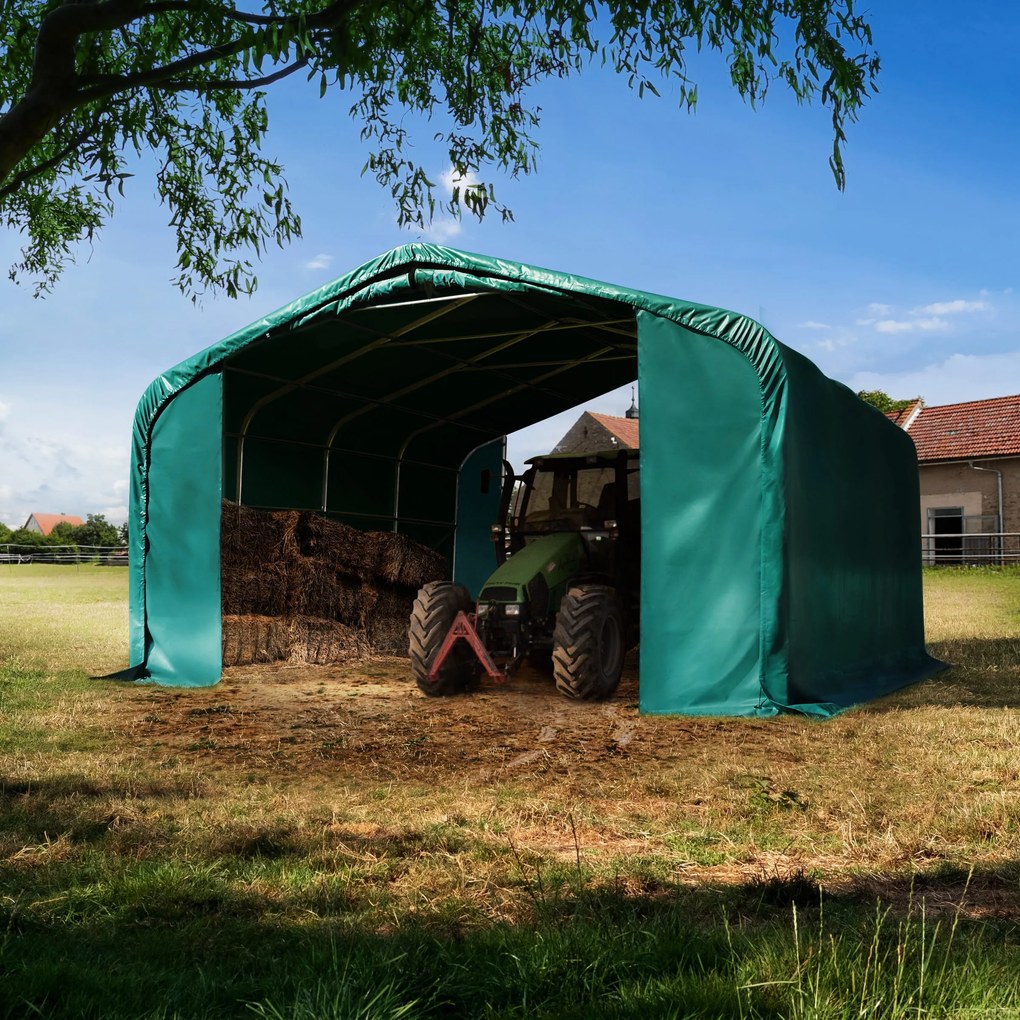 TOOLPORT Tenda da pascolo 6x6m, verde scuro, Telo in PVC, fissaggio per terreno - (6678174)