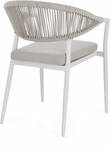Sedia Da Esterno Impilabile Con Braccioli In Alluminio E Corda Millor Bianco JA61 Bizzotto