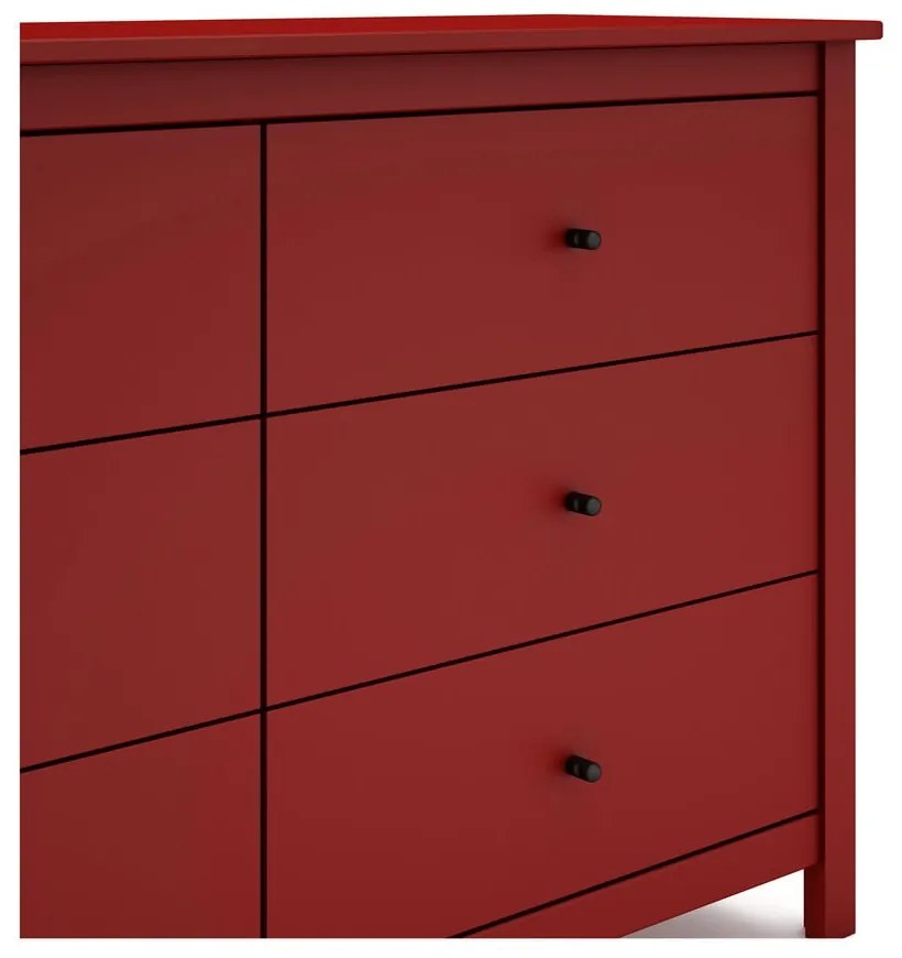 Cassettiera bassa rossa in pino 130x80 cm Misti - Marckeric