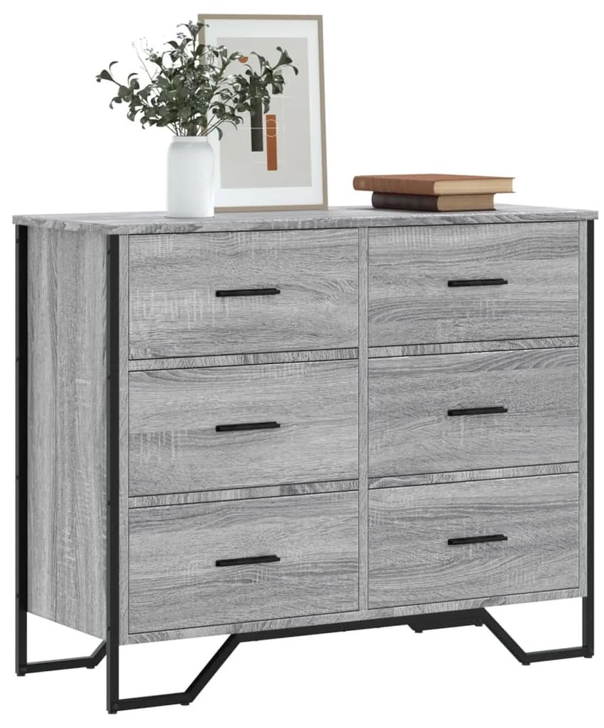 Cassettiera Grigio Sonoma 91x35,5x74,5 Cm İn Truciolato /