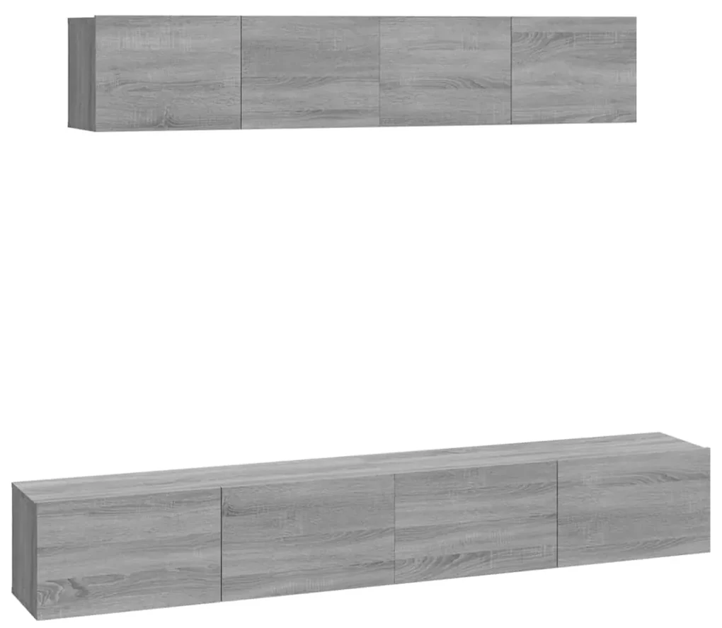 Set di mobili porta tv 4 pz grigio sonoma in legno multistrato